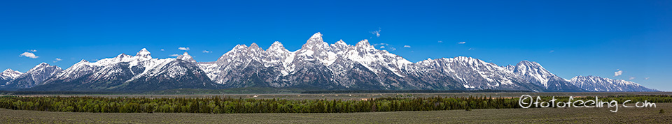 Teton Range mit der Cathedral Group - Teewinot Mountain, Grand Teton und Mount Owen, Grand Teton Nationalpark, Wyoming, Amerika