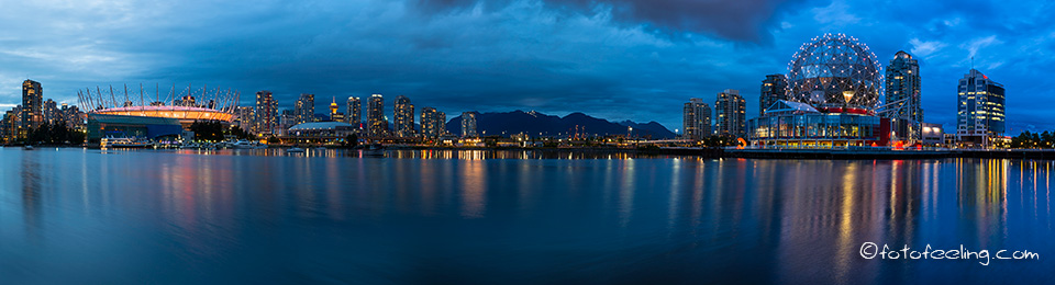 BC Place Stadium, Plaza of Nations, Downtown und Science World, False Creek, Vancouver, Kanada