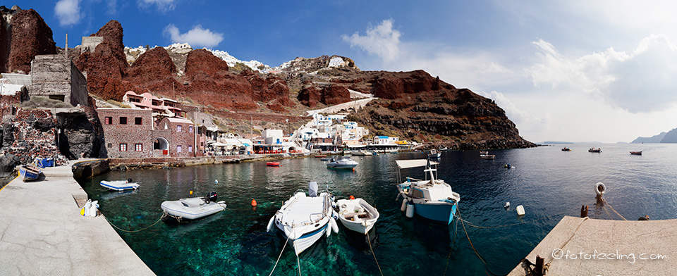 Hafen Ammoudi unterhalb von Oia, Santorin