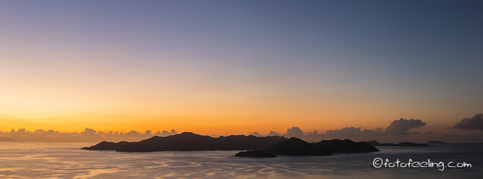 Insel Praslin nach Sonnenuntergang, Seychellen